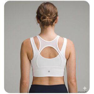 Lululemon Double Tap II Sports Workout Gym Bra White Luxtreme Mesh Size 8
